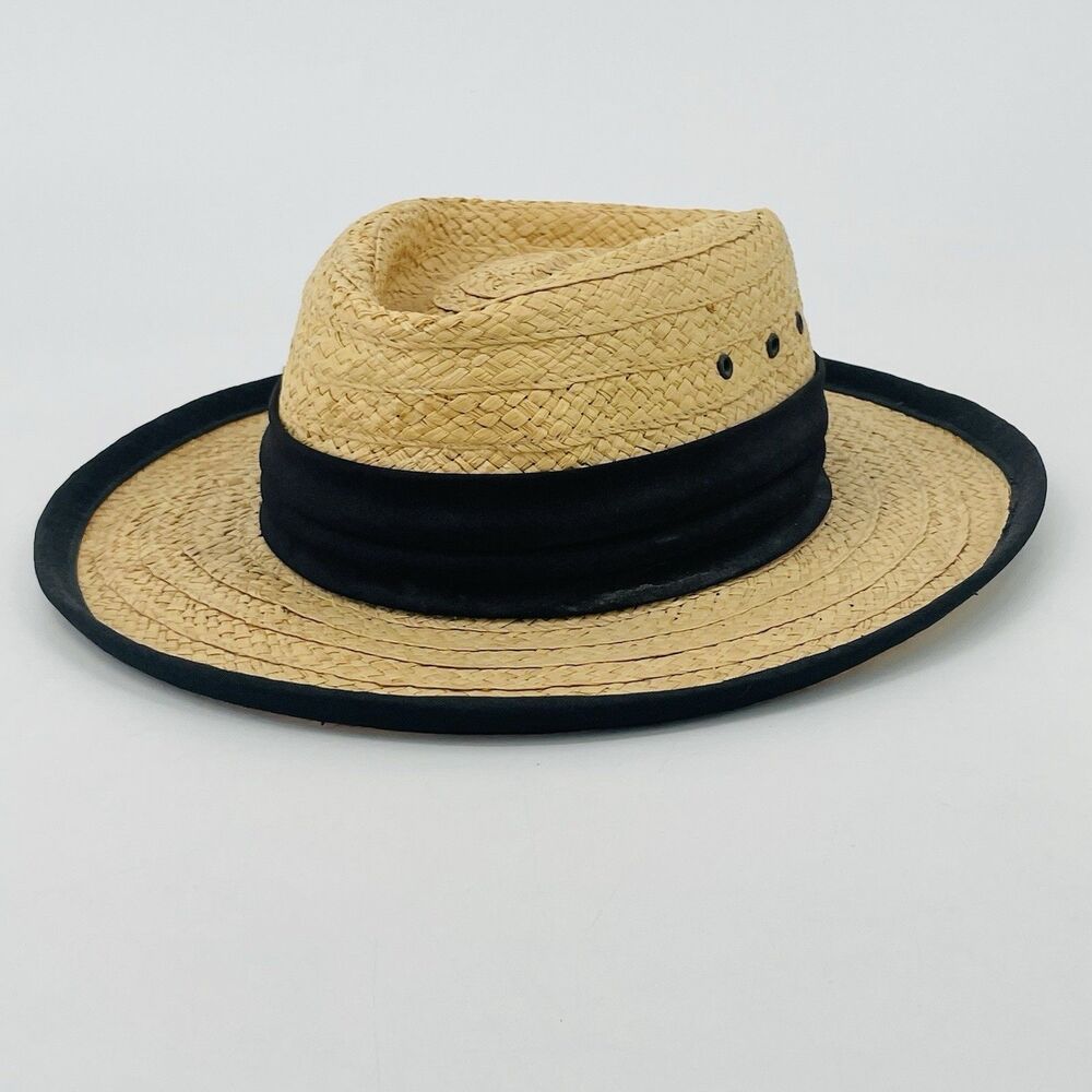 Peter Grimm Straw Hat Fedora Panama Style Sun Protection Breathable Banded Trim